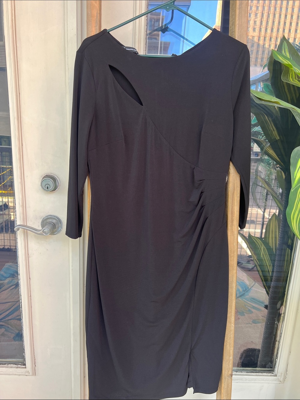 INC International Concepts Black Long Sleeve Cutout Sheath Dress